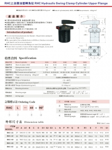 RHC Hydraulic Swing Clamp Cylinder Upper Flange